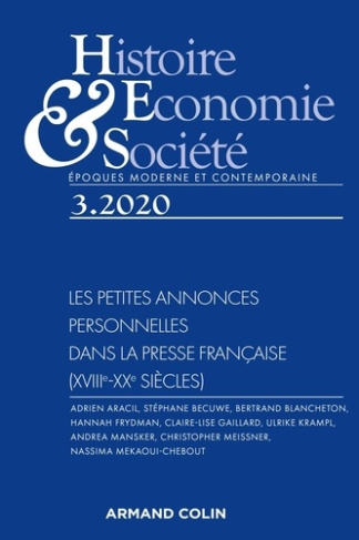 Histoire, Economie & Société N° 3, septembre 2020 : Les petites annonces personnelles dans la presse
