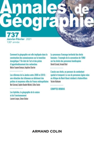 Annales de Géographie N° 737, janvier-février 2021