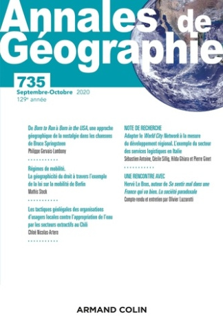 Annales de Géographie N° 735, septembre-octobre 2020