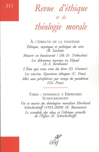Revue d'éthique et de théologie morale N° 311, Septembre 2021 : A l'épreuve de la pandémie