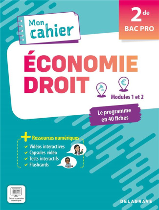 Mon cahier d'Économie-Droit 2de Bac Pro (2024) - Pochette élève