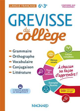 Français 6e-3e Grevisse du collège. Edition 2018