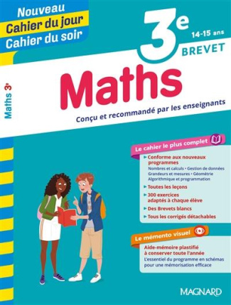 Cahier du jour/Cahier du soir Maths 3e   mémento. Edition 2019