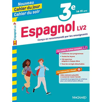 Cahier du jour/Cahier du soir Espagnol LV2 3e   mémento. Edition 2019