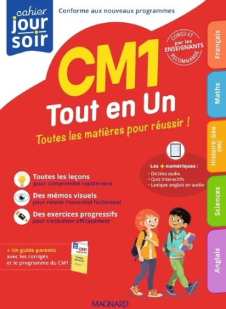 Cahier du jour/cahier du soir CM1 tout en un.   Guide parent, Edition 2025