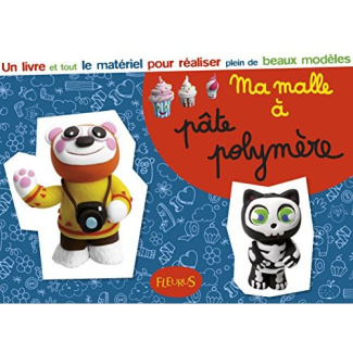 Ma malle à pâte polymère. Contient : 1 livre de modèles et d'explications, 5 pâtes de couleurs, 1 éb