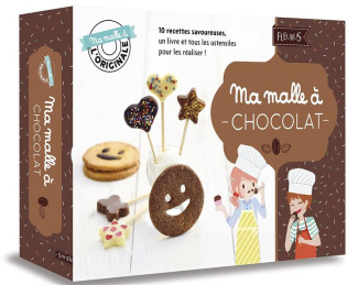 Ma malle à chocolat. Avec un moule à sucettes en silicone, 12 bâtonnets à sucettes en bois, un empor