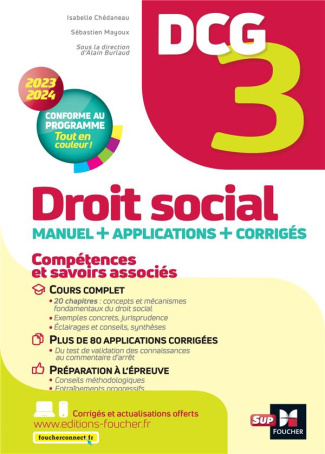 Droit social DCG 3. Manuel   Applications   Corrigés, Edition 2023-2024