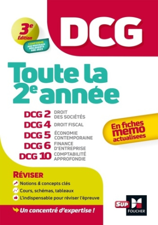 DCG Toute la 2e année en fiches mémos. DCG 2 Droit des sociétés ; DCG 4 Droit fiscal ; DCG 5 Economi