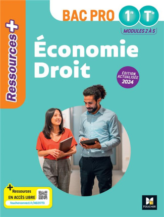 Economie Droit Bac Pro 1re Tle Ressources Plus. Livre élève, Edition 2024