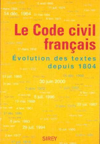 Le Code civil français. Evolution des textes depuis 1804