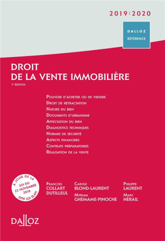 Droit de la vente immobilière. Edition 2019-2020