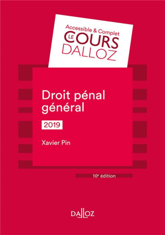 Droit pénal général. Edition 2019