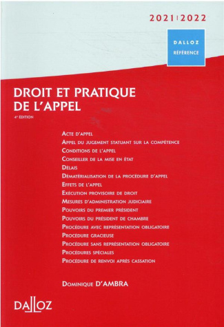 Droit et pratique de l'appel. Edition 2021-2022
