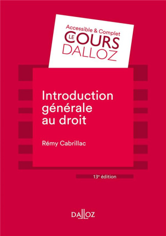 Introduction générale au droit. 13e édition