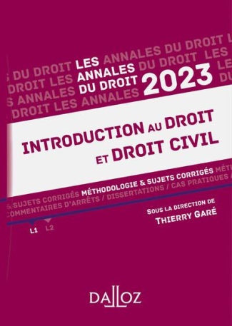 Introduction au droit et droit civil. Méthodologie & sujets corrigés, Edition 2023