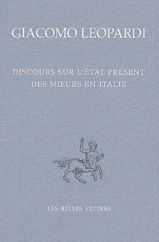 Discours sur l'état présent des moeurs en Italie. Edition bilingue français-italien