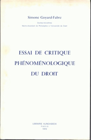 Essai de critique phénoménologique du Droit