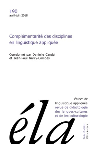 Etudes de Linguistique Appliquée N° 190, Avril-juin 2018