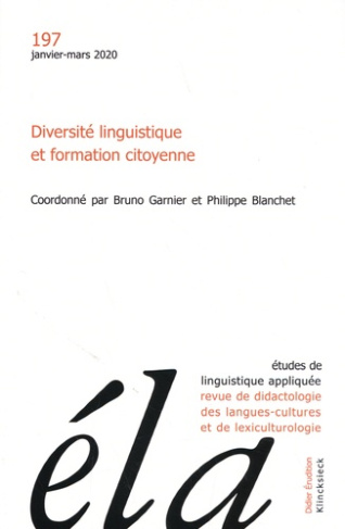 Etudes de Linguistique Appliquée N° 197, janvier-mars 2020 : Diversité linguistique et formation cit