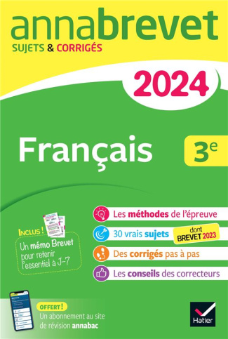Français 3e. Sujets & corrigés, Edition 2024