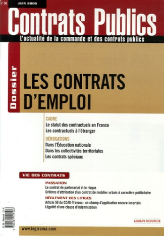 Contrats publics N° 56, Juin 2006 : Les contrats d'emploi