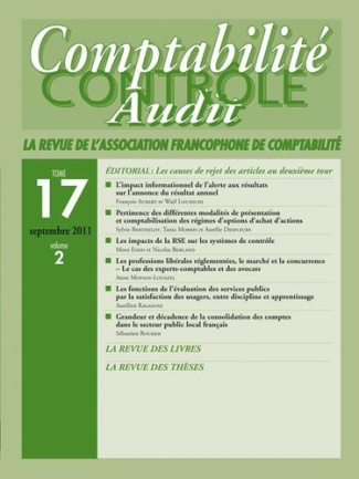 Revue Comptabilité, Contrôle, Audit Volume 17 Tome 2