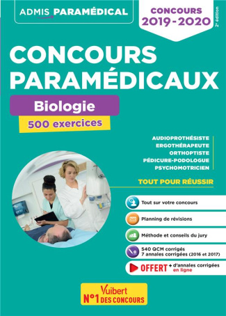 Concours paramédicaux biologie. 500 exercices, Edition 2019-2020