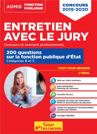 Entretien avec le jury. 200 questions sur la fonction publique d'Etat catégorie B et C, Edition 2019