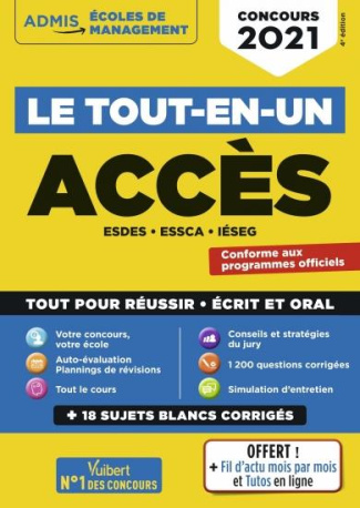 Concours ACCES. ESDES, ESSCA, IESEG - Le tout-en-un, Edition 2021