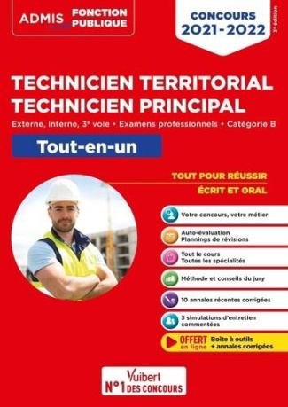 Concours technicien territorial, technicien principal. Tout-en-un externe, interne, 3e voie, examens