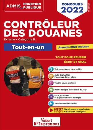 Concours Contrôleur des Douanes externe, catégorie B. Tout-en-un, Edition 2022