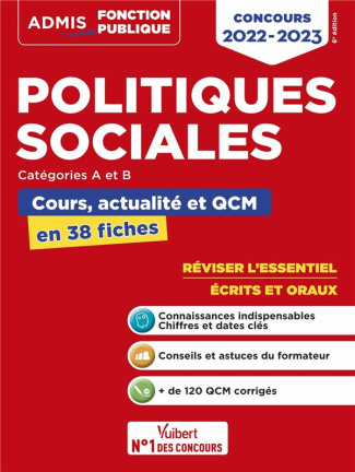Politiques sociales catégories A et B. Cours, actualité et QCM en 38 fiches, Edition 2022-2023
