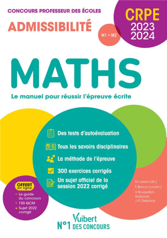 Maths Concours professeur des écoles Admissibilité. Epreuve écrite M1-M2, Edition 2023-2024