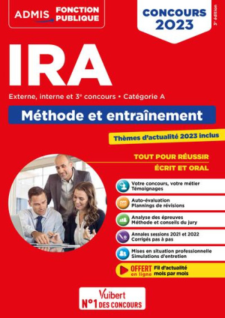 IRA. Méthode et entraînement, externe, interne et 3e concours - Catégorie A, Edition 2023