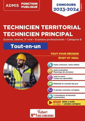 Concours technicien territorial, technicien principal. Tout-en-un externe, interne, 3e voie, examens