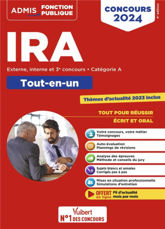 IRA. Méthode et entraînement, externe, interne et 3e concours - Catégorie A, Edition 2023