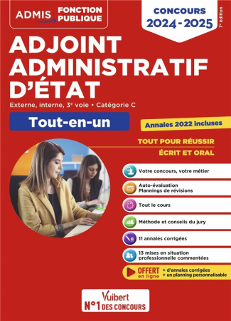 Concours Adjoint administratif d'état. Externe, interne, 3e voie. Catégorie C, Edition 2024-2025