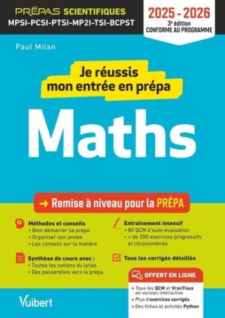 Je réussis mon entrée en prépa maths. Remise à niveau pour la prépa MPSI-PCSI-PTSI-MP2I-TSI-BCPST, E