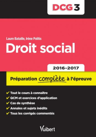 Droit social DCG 3. Préparation complète à l'épreuve, Edition 2016-2017