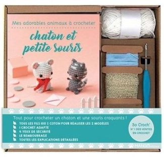 Mes adorables animaux à crocheter chaton et petite souris. Avec 1 crochet, 4 yeux sécurité, le rembo