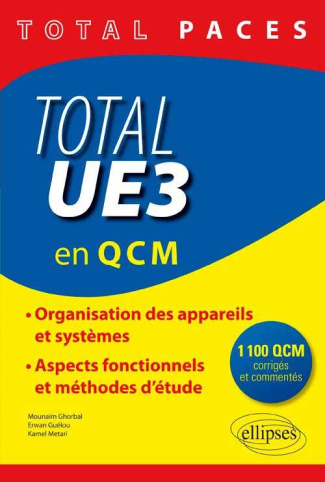 Total UE3 en QCM. Organisation des appareils et systèmes, aspects fonctionnels et méthodes d'étude