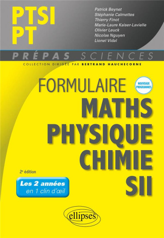 Formulaire PTSI/PT Maths, physique-chimie, SII. 2e édition