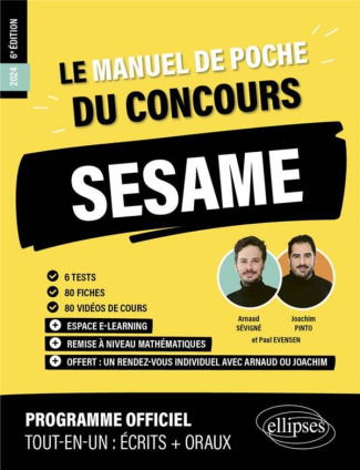 Le manuel de poche du concours SESAME. 6 tests, 70 fiches, 70 vidéos de cours, Edition 2024