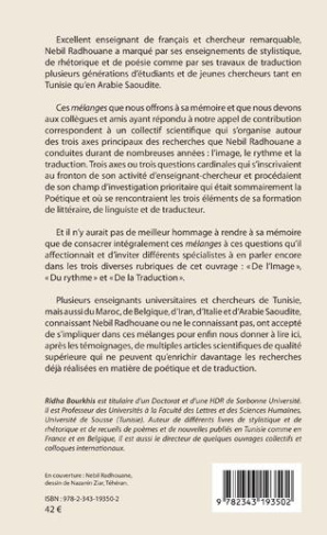 Image, rythme, traduction. Mélanges offerts à la mémoire de Nebil Radhouane