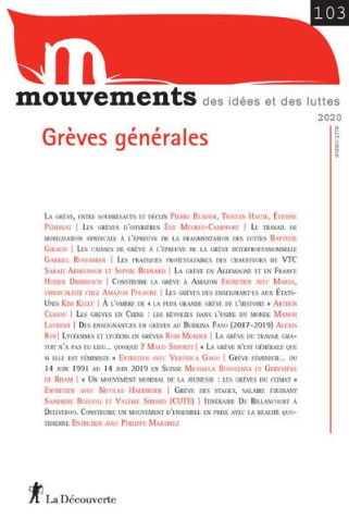 Mouvements N° 103, automne 2020 : Grèves générales