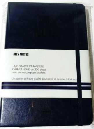 Notes cuir bleu de four. Carnet ligné de 200 pages avec un marque-page bicolore