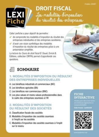 Droit fiscal. Les modalités d'imposition du résultat des entreprises