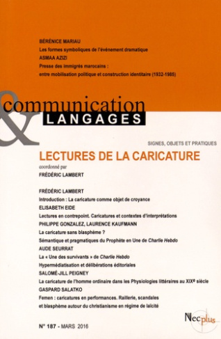 Communication et Langages N° 187, mars 2016 : Lectures de la caricature