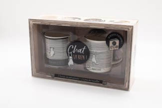 Coffret chat va bien ! Avec 2 tasses en porcelaine